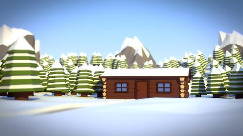 Low Poly Winter Scene with TIMELAPSE preview image